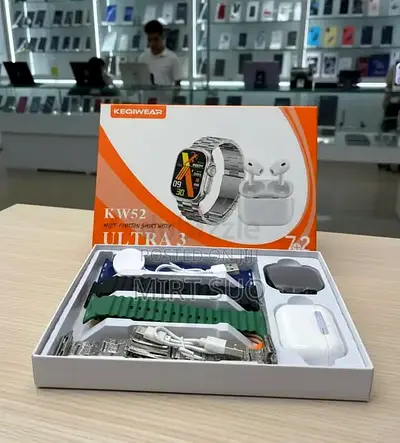 KW52 Ultra 3 Smartwatch with Wireless Earbuds and Extra Straps - Brand New original