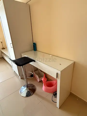 Dressing table with mirror and chair