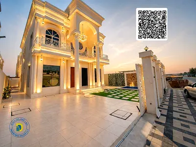 Luxury villa with classic design, 5 bedrooms, and a swimming pool in Al-Haliou 2 area. Price includes water, electricity, and air conditioning.