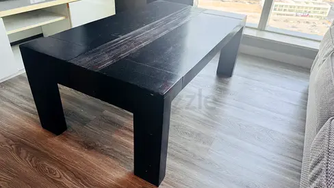 Solid Black Wooden Coffee Table - Sturdy, Used
