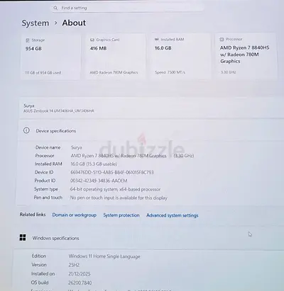 ASUS Zenbook 14 (UM3406/UM3406HA) - Ryzen 7, 16GB RAM, 512GB SSD