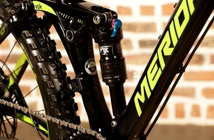 Merida Full Suspension Mountain Bike (Frame  Rear Shock Close-up) - Good Condition