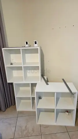 Set of 3 White Cube Storage Shelves – Good Condition
