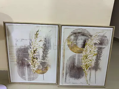 Pair of Modern Abstract Canvas Wall Art