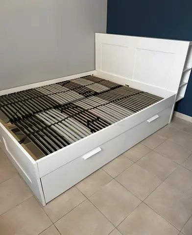 IKEA Brimness Queen size bed frame with mattress.
