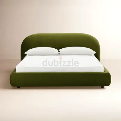 Curved style king velvet bed frame