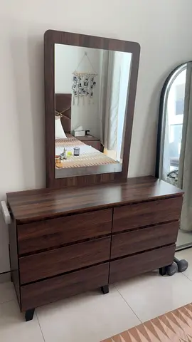 6-drawer Wooden Dresser with Mirror - Dark Walnut