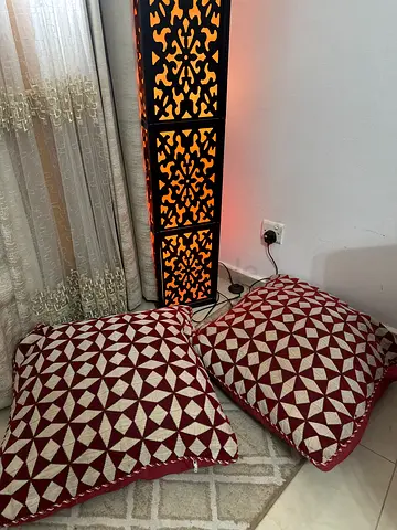 Decorative Floor Lamp with Geometric Pattern Cushions