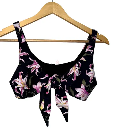 Womens Floral Bikini Top with Front Tie