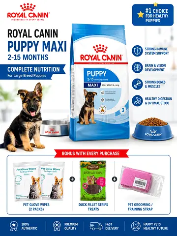 Royal Canin Maxi Puppy Dry Food with Free Treats and Grooming Accessori