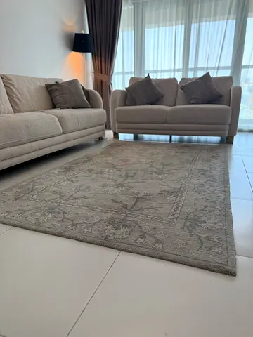 Floral Pattern Area Rug in Grey from POTTERYBARN