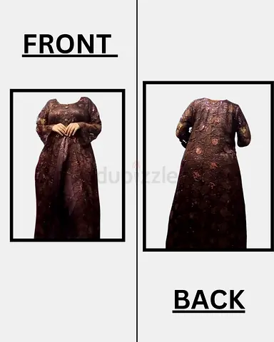 Dark Brown Embroidered Long Formal Dress Size Approx L/Xxl/3XL (WEIGHT : 70-95 KG)