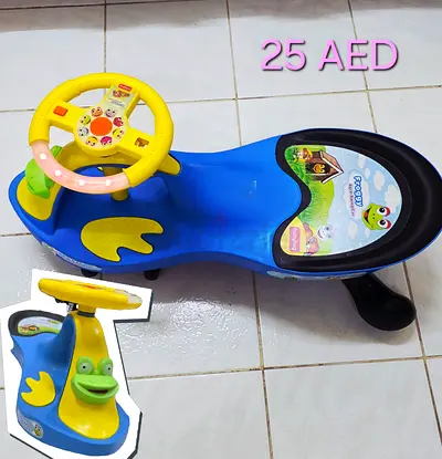 Blue Frog Wiggle Ride-On Car with Light-Up Steering Wheel - Good Condition