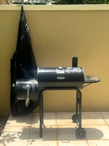 American Gourmet Charcoal BBQ Grill with Side Smoker + Cover