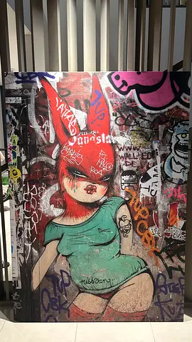 Large Urban Street-Art Canvas Panel — Graffiti Girl Print