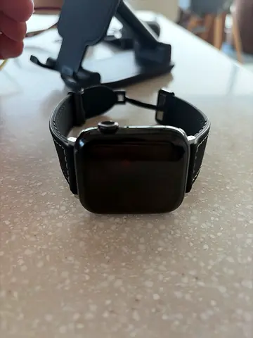 Apple Watch with Black Leather Strap