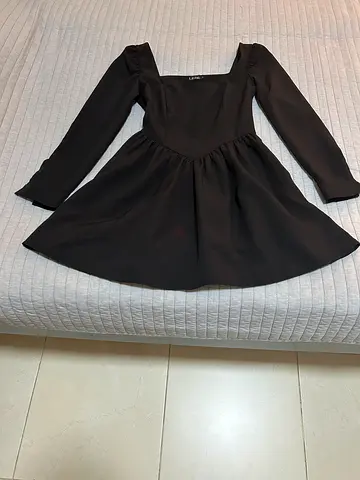 Black long-sleeve skater dress, size S - good condition