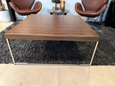 Boconcept High-end Coffee Table, Heavy Wood Aluminium Frame, Square, Brown, 92x92x40cm