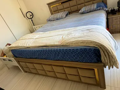 King bed frame with headboard, Cupboard, Dressing table, stool, 2x side tables (without mattress)