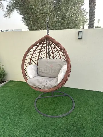 Outdoor Rattan Egg Hanging Chair with Cushion