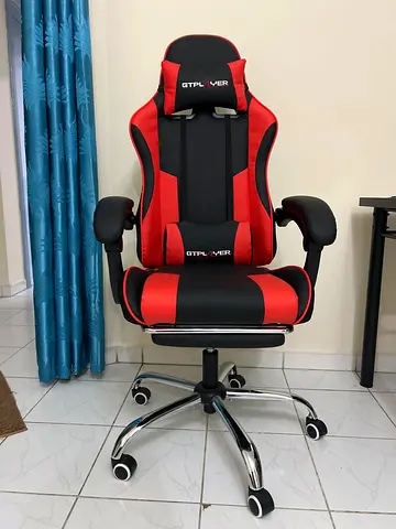 GTPLAYER #1USA Ergonomic Gaming/Chair with USB Massage Cushion, Footrest  Armrests – PU Leather 6 m