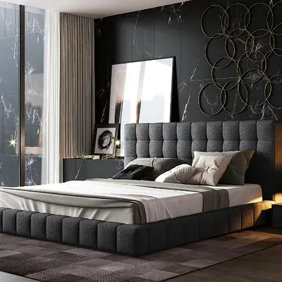 High Quality Modern Luxury King Size Bed - With Spring Mattress