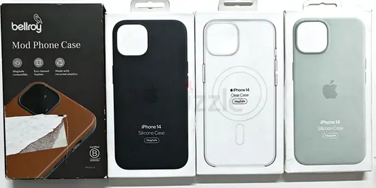 Set of 4 iPhone 14 Cases (Silicone, Clear MagSafe  Bellroy Mod Case) -