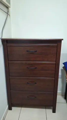 Solid Wood 4-Drawer Chest / Dresser - Dark Brown