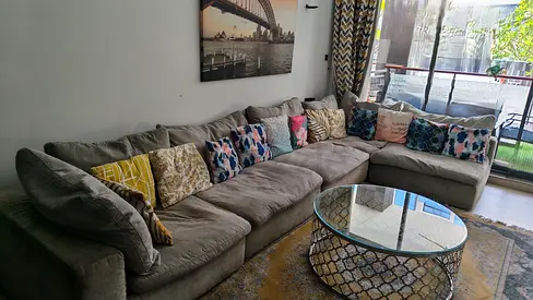 Spacious L-Shaped Sectional Sofa in Grey