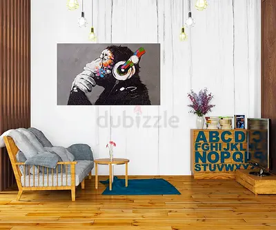 Monkey with Headphones Wall Art
