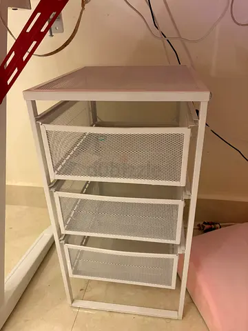 White Metal Mesh 4-Drawer Storage Unit