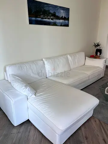 White Fabric Sofa, comfortable 3 seats