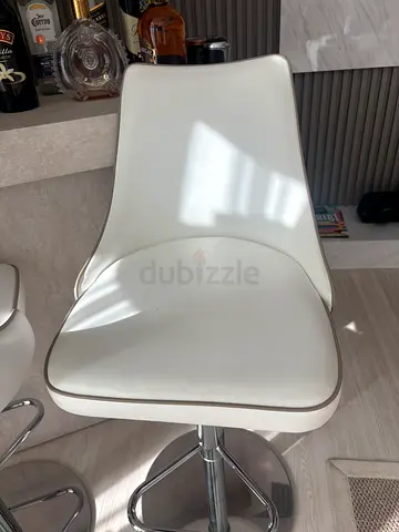 Set of modern white bar stools with chrome base (2)