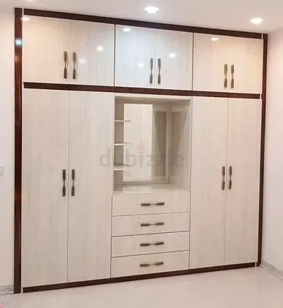 Modern Large Built-in Wardrobe with Dressing Mirror and Drawers
