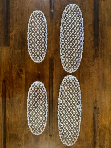 Set of 4 Clear Glass Crystal Oval Serving Dishes / Trays