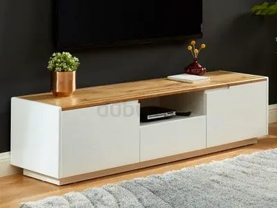 Low Modern TV Unit / Entertainment Console with Wood Top