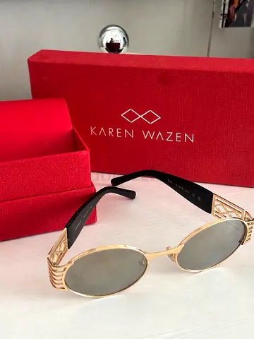 Karen Wazen Gold Frame Sunglasses with Case - Preowned