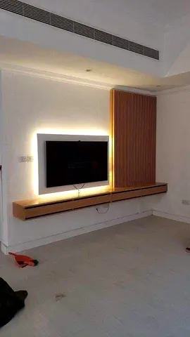 Modern Wall Mounted Entertainment Center with Backlighting