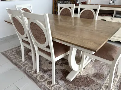 Wooden 6-Seater Dining Table with Chairs