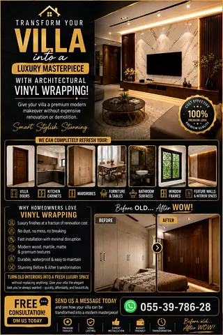 Architectural Vinyl Wrapping for Villa Interiors - Doors, Cabinets, Walls  More