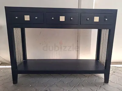 Solid Wood Console Table with 3 Drawers and Lower Shelf - Dark cm length 120 Hight 90 Wight 40