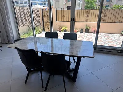 Modern Marble Top Dining Table with 4 Chairs