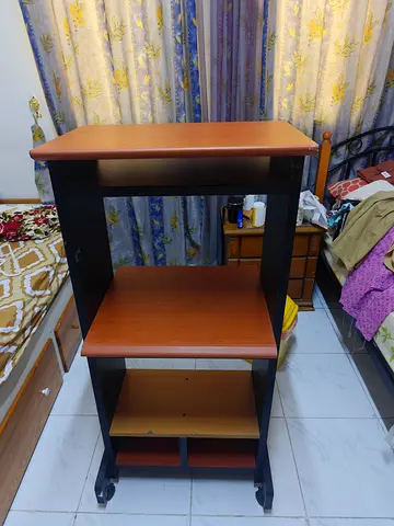 Compact wooden storage rack (Computer Stand) on wheels - good used condition