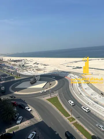 Furnished two-bedroom apartment with a living room for rent in Ajman, clean and tidy furnishings. Located on the Ajman Corniche All bills and internet