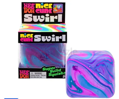 NeeDoh Nice Cube Swirl Super Solid Squish - Purple/Blue Swirl