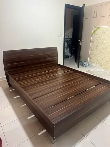 Wooden Double Bed Frame with Headboard - Good Condition