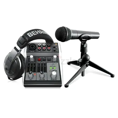 Behringer PODCAST STUDIO 2 USB Podcasting Bundle with USB Mixer, Microphone, Headset