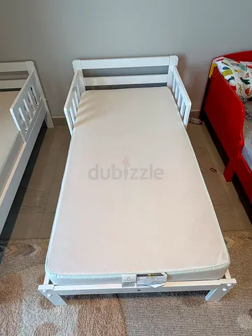 White Kids Bed with Mattress - Excellent Condition