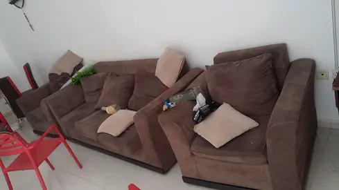 Brown 3-seater sofa and single armchair set - good condition ROOM VACATING URGENT SALE BY TODAY