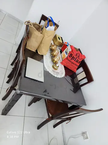 Wooden Dining Table with 6 Chairs - Good Condition